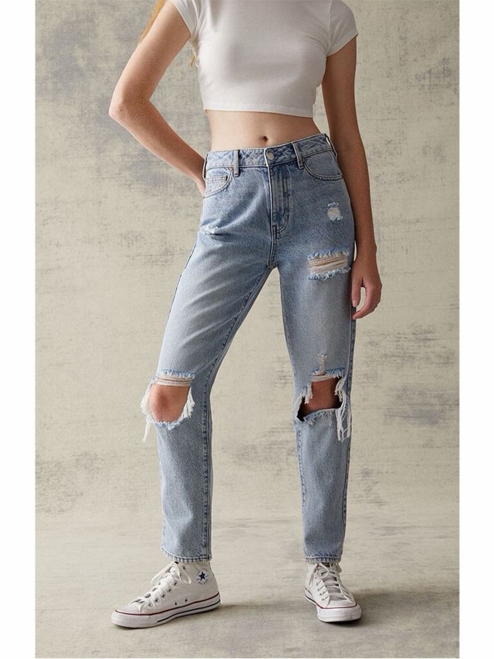 PacSun Light Blue Distressed Mom Jeans